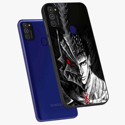 Berserker Blood Oath Glass Case displayed in angled mockup highlighting dark fantasy graphic design and powerful theme.