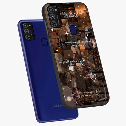 Bittersweet Aesthetic Chaos Glass Case displayed in angled mockup highlighting expressive abstract artwork and edgy aesthetic theme.