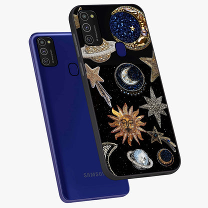 Celestial Gem Constellations Glass Case displayed in angled mockup highlighting gemstone inspired constellation design.