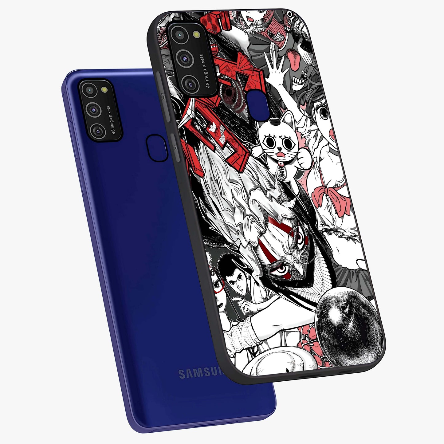 Crimson Chaos Panel Glass Case displayed in angled mockup highlighting chaotic panel style design with modern graphic theme.