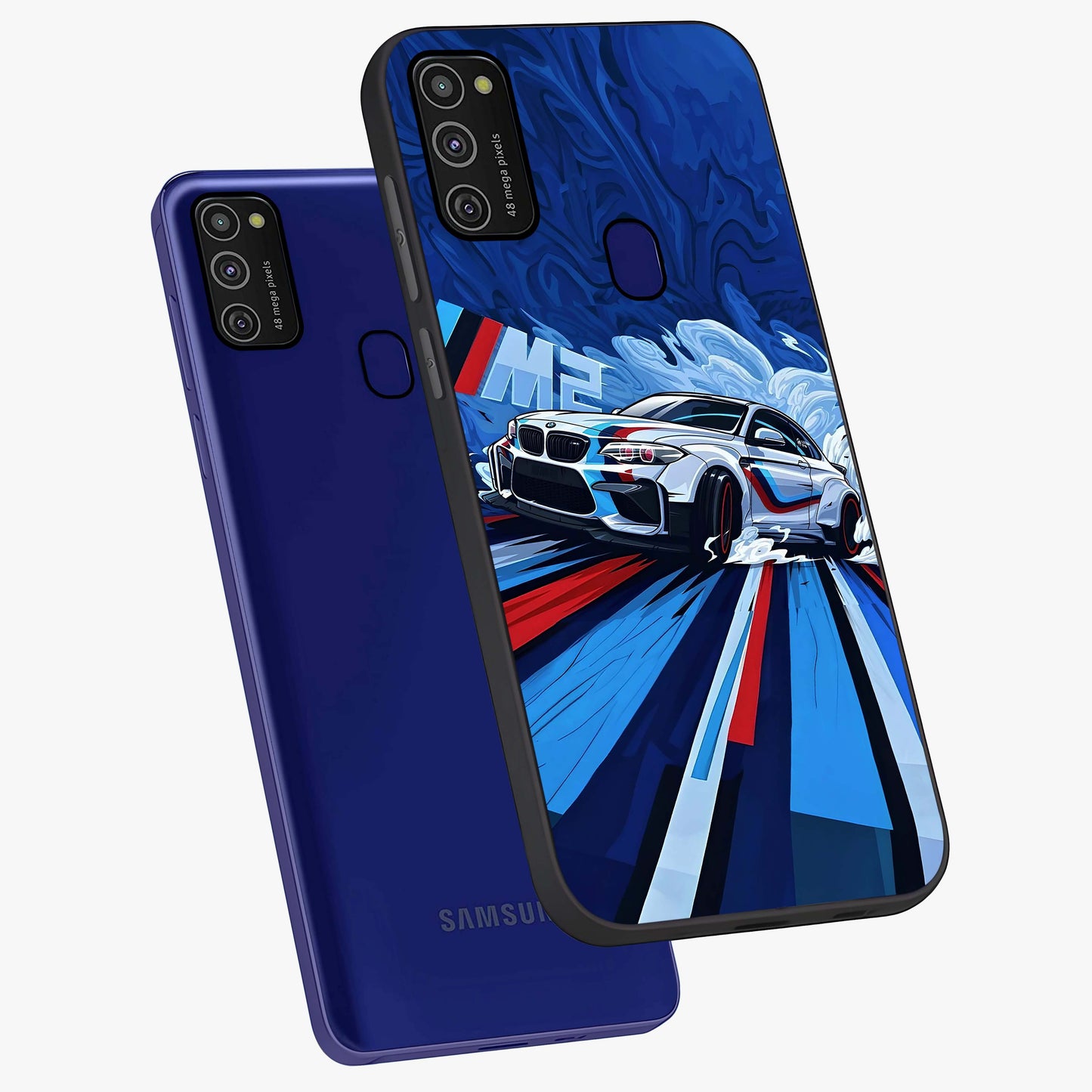 Drift Power Rush Glass Case displayed in angled mockup highlighting powerful drift car design with sporty aesthetic style.