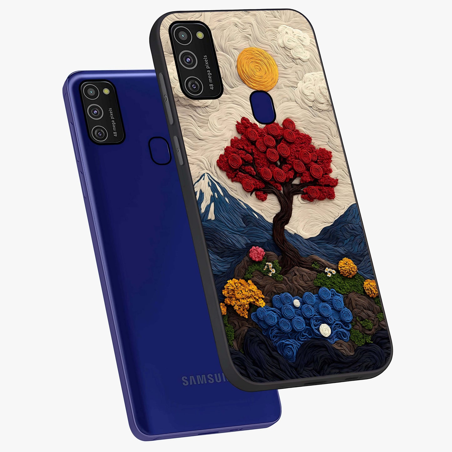 Eternal Nature Tapestry Glass Case displayed in angled mockup highlighting detailed botanical pattern with artistic aesthetic.