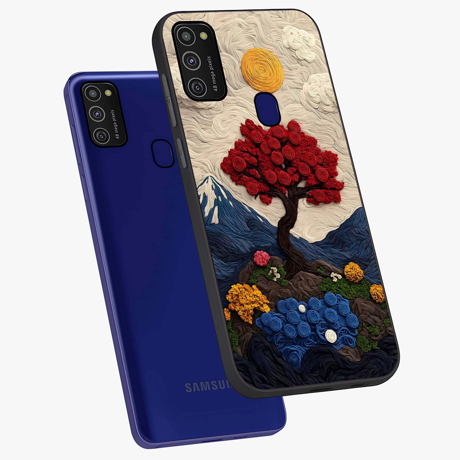 Eternal Nature Tapestry Glass Case displayed in angled mockup highlighting detailed botanical pattern with artistic aesthetic.