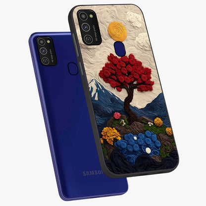 Eternal Nature Tapestry Glass Case displayed in angled mockup highlighting detailed botanical pattern with artistic aesthetic.