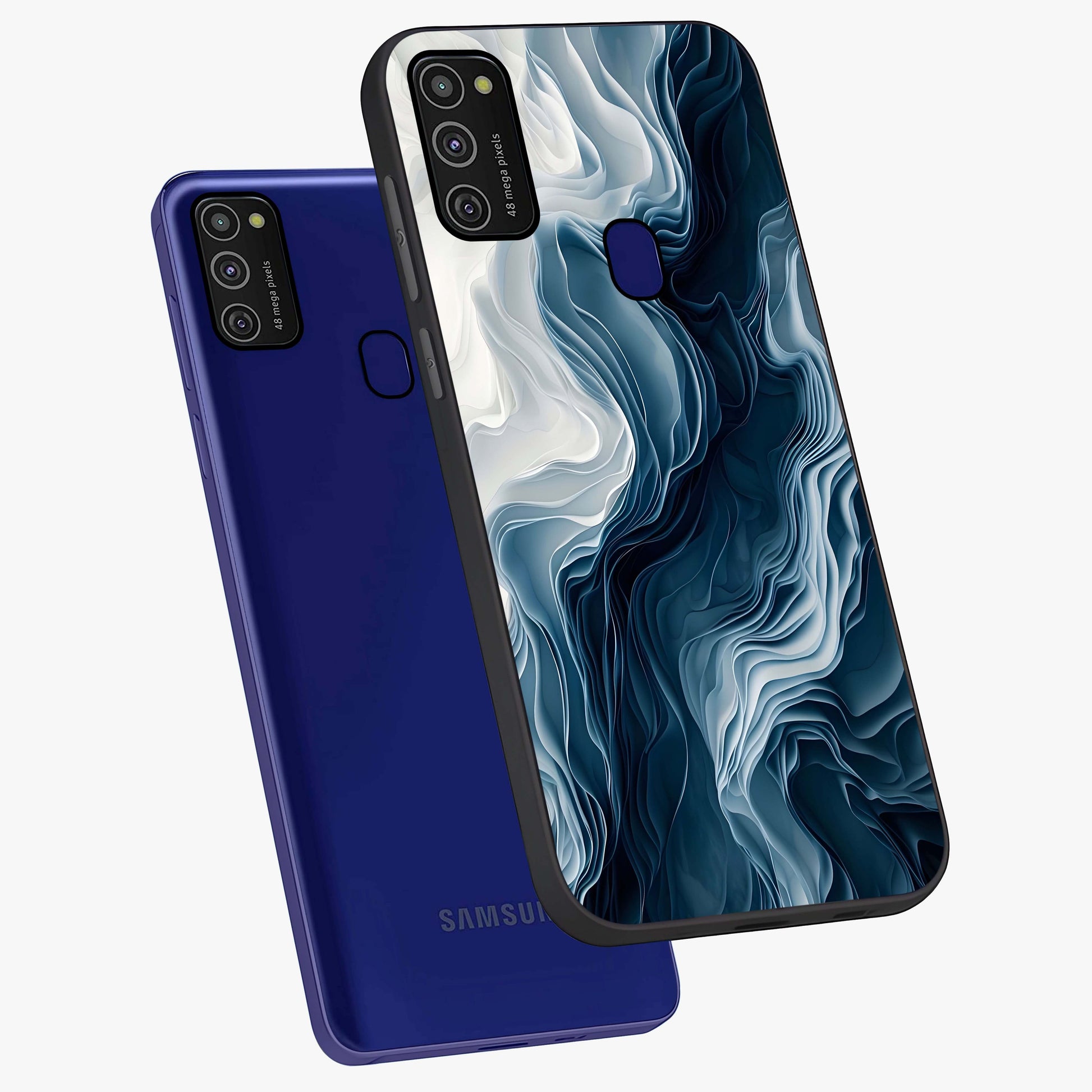 Ethereal Paper Marble Glass Case displayed in angled mockup highlighting elegant marble pattern with modern aesthetic style.