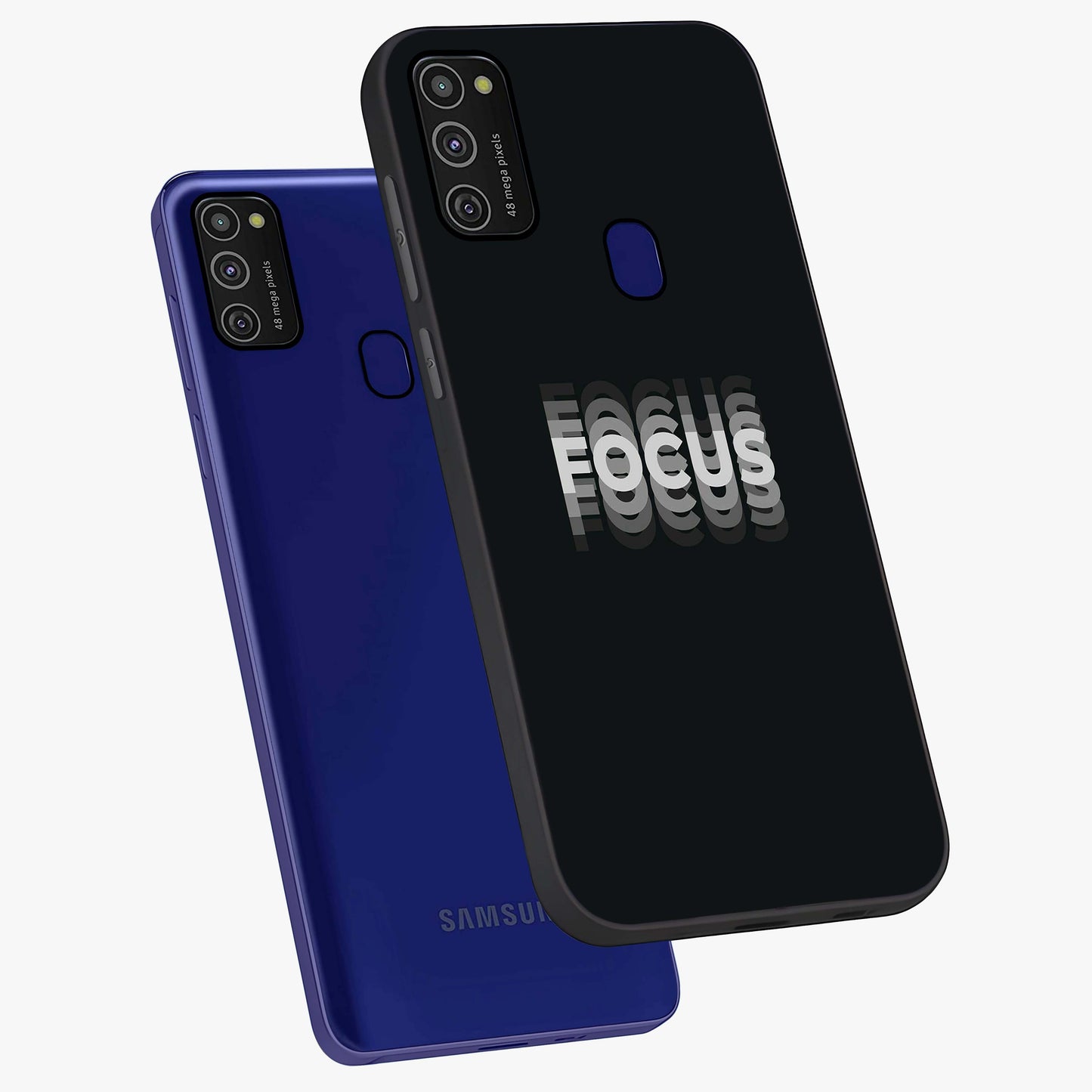 Focus Mode On Glass Case displayed in angled mockup highlighting clean minimal text artwork with modern aesthetic style.