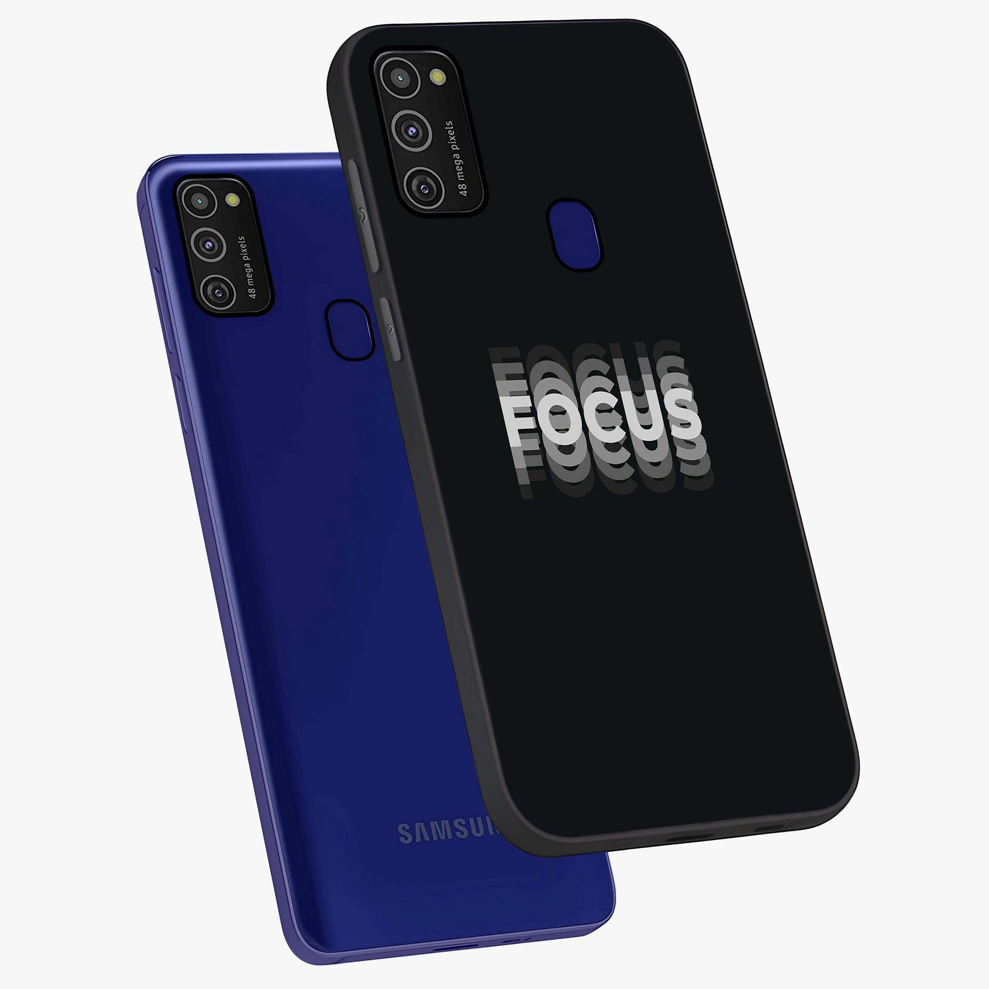 Focus Mode On Glass Case displayed in angled mockup highlighting clean minimal text artwork with modern aesthetic style.