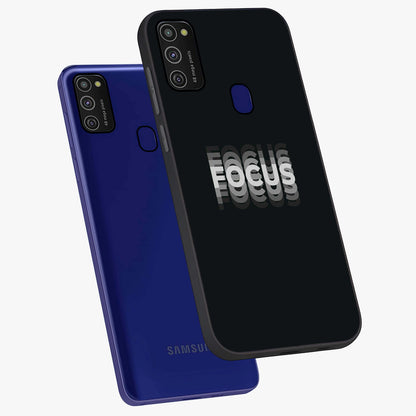 Focus Mode On Glass Case displayed in angled mockup highlighting clean minimal text artwork with modern aesthetic style.