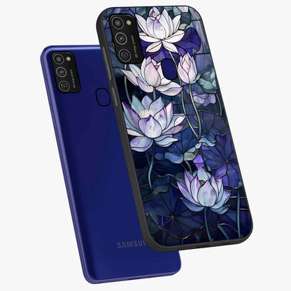 Gloss Petal Rush Glass Case displayed in angled mockup highlighting vibrant petal design with elegant floral aesthetic.