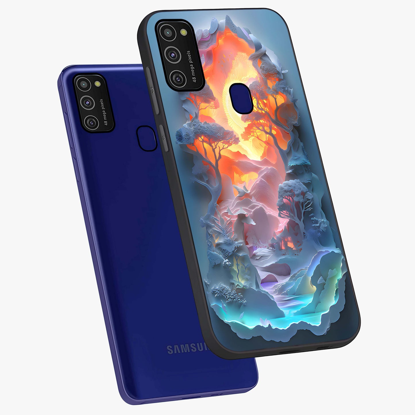 Glow Forest Portal Glass Case displayed in angled mockup highlighting mystical forest design with magical glowing aesthetic.