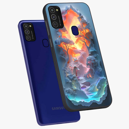 Glow Forest Portal Glass Case displayed in angled mockup highlighting mystical forest design with magical glowing aesthetic.