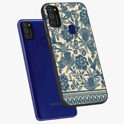 Heirloom Wild Bloom Glass Case displayed in angled mockup highlighting botanical bloom design with classic aesthetic style.