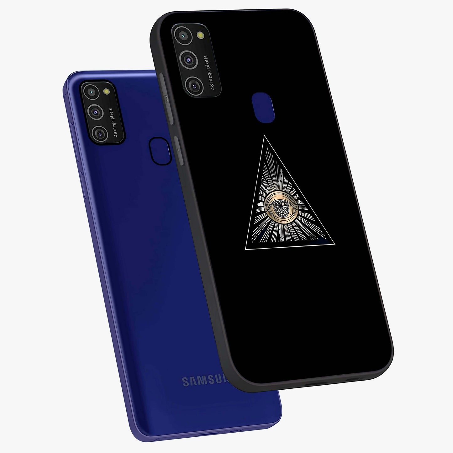 Illuminati Evil Glass Case displayed in angled mockup highlighting dark occult inspired design with bold aesthetic style.
