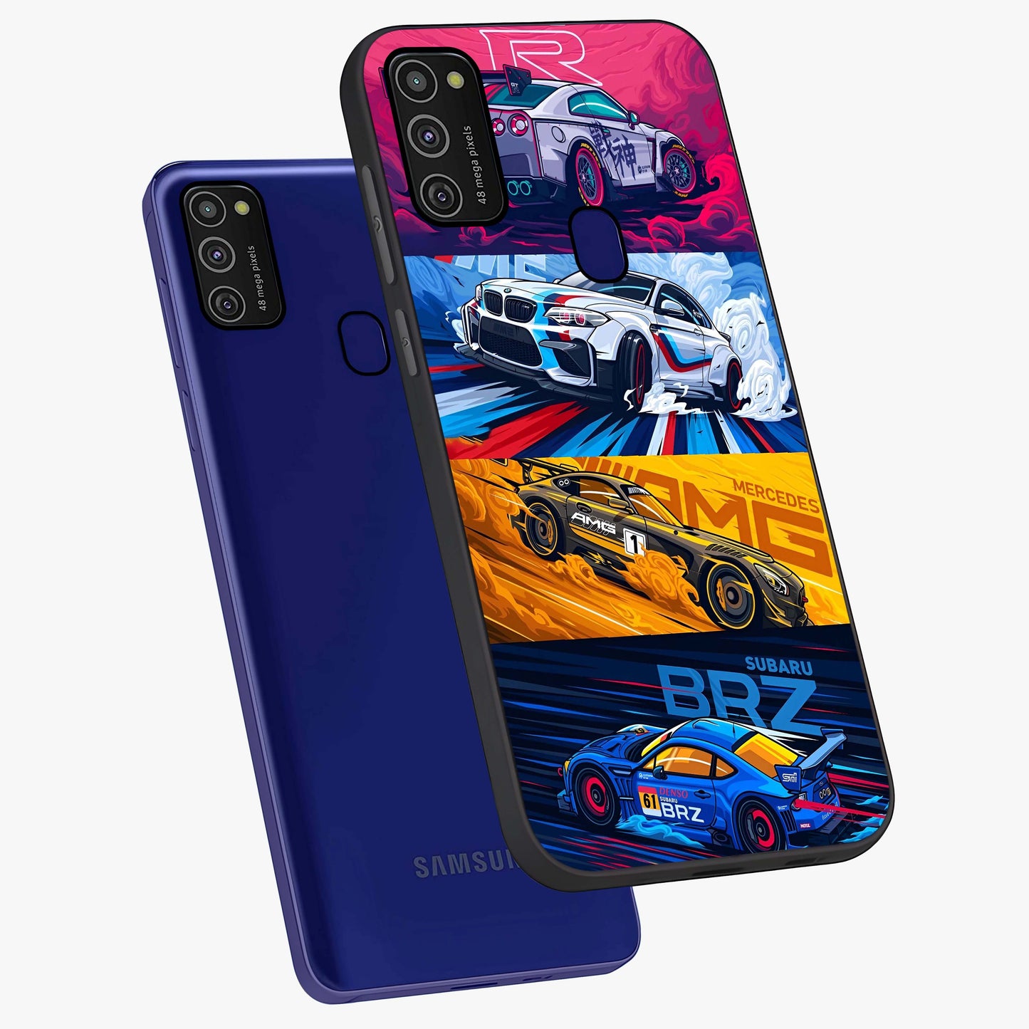 JDM Sports Car Glass Case displayed in angled mockup highlighting sleek Japanese racing car design with automotive aesthetic.
