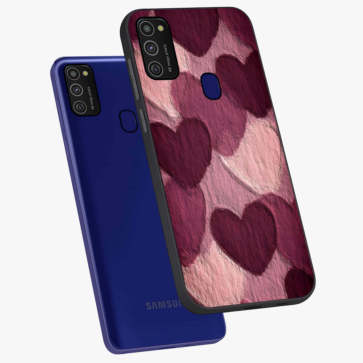 Layered Paper Hearts Glass Case displayed in angled mockup highlighting creative paper craft heart design with romantic aesthetic.