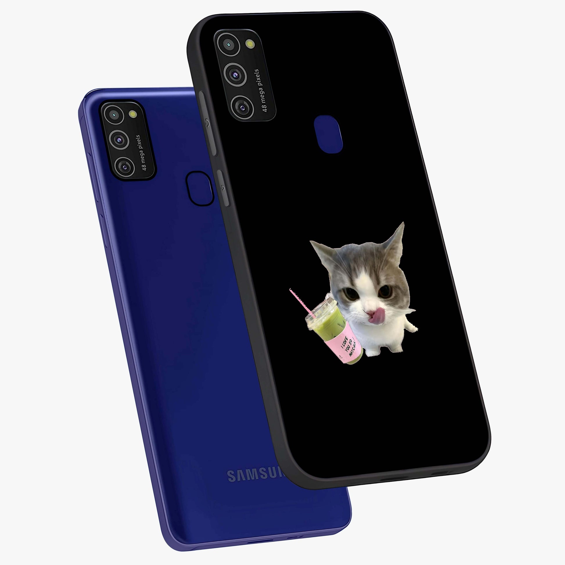 Matcha Cat Style Glass Case displayed in angled mockup highlighting playful feline design with pastel matcha aesthetic.