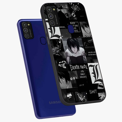 Midnight Chaos Mind Glass Case displayed in angled mockup highlighting chaotic artistic design with dramatic midnight aesthetic.