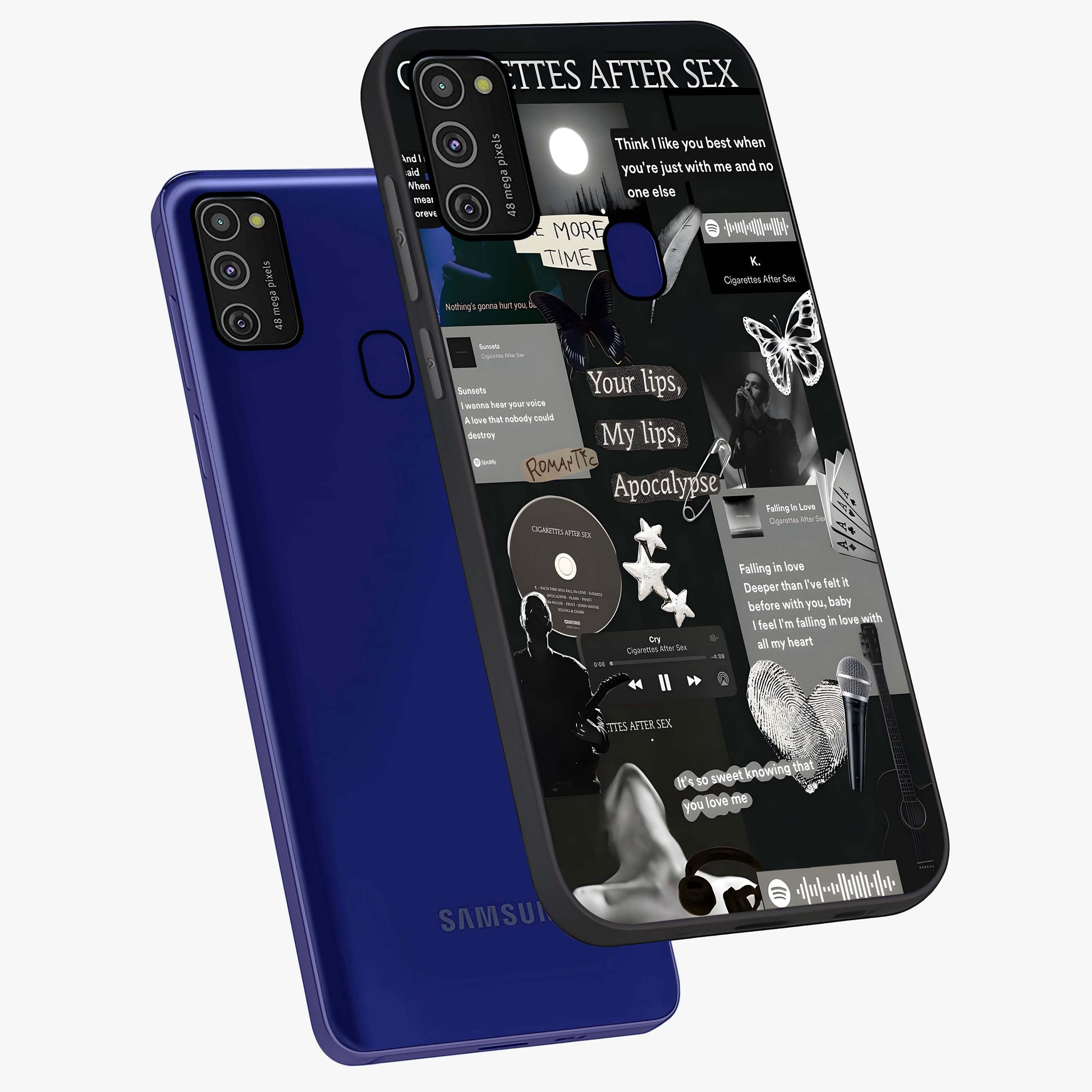 Midnight Love Echo Glass Case displayed in angled mockup highlighting elegant love inspired design with deep aesthetic style.