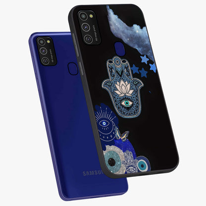 Mystic Hand Aura Glass Case displayed in angled mockup highlighting magical aura design with spiritual aesthetic style.