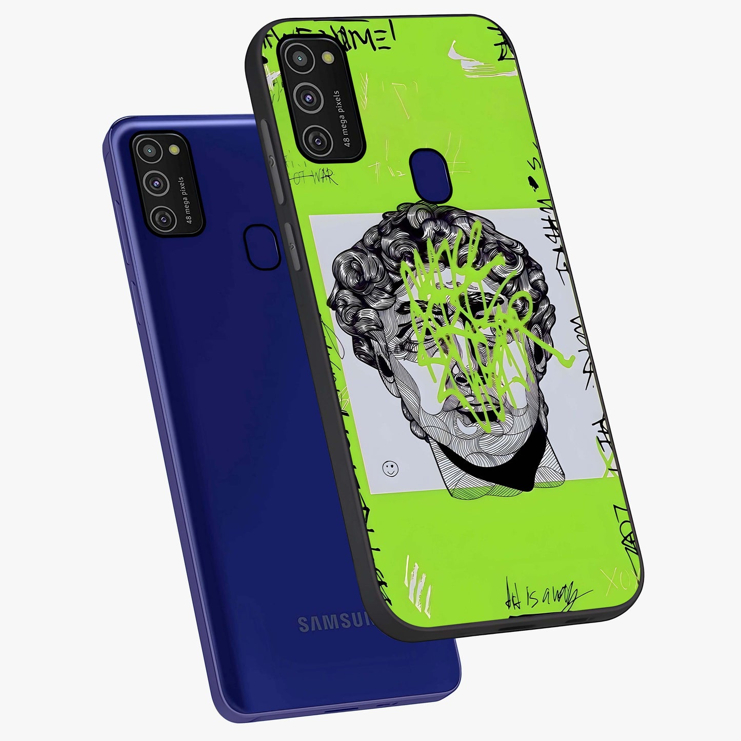 Neo Graffiti Rebellion Glass Case displayed in angled mockup highlighting urban street art design with rebellious aesthetic.