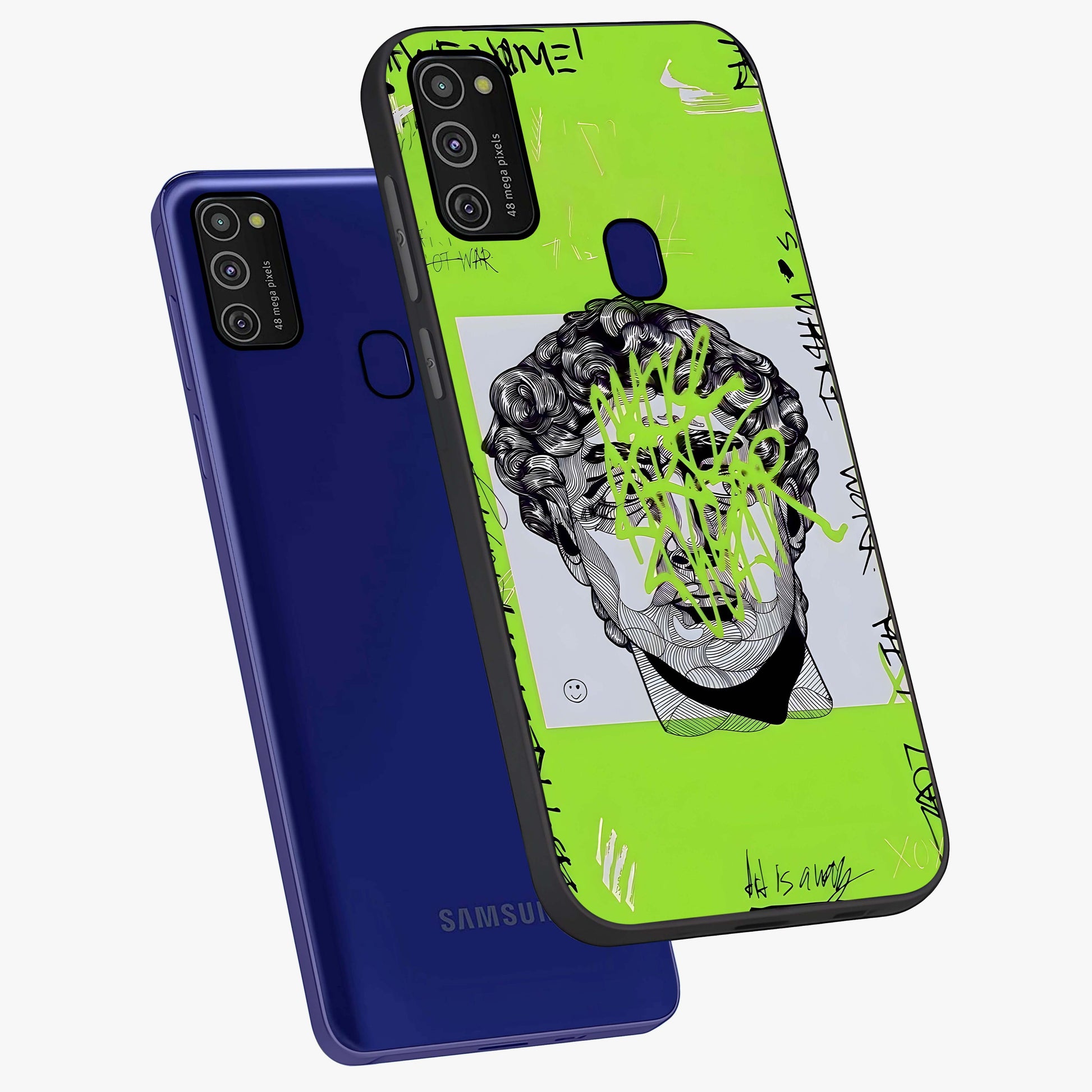 Neo Graffiti Rebellion Glass Case displayed in angled mockup highlighting urban street art design with rebellious aesthetic.