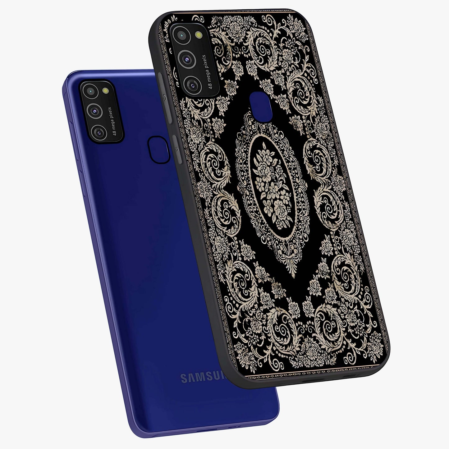 Noir Bloom Elegance Glass Case displayed in angled mockup highlighting refined flower design with stylish noir aesthetic.