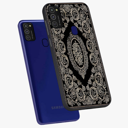 Noir Bloom Elegance Glass Case displayed in angled mockup highlighting refined flower design with stylish noir aesthetic.