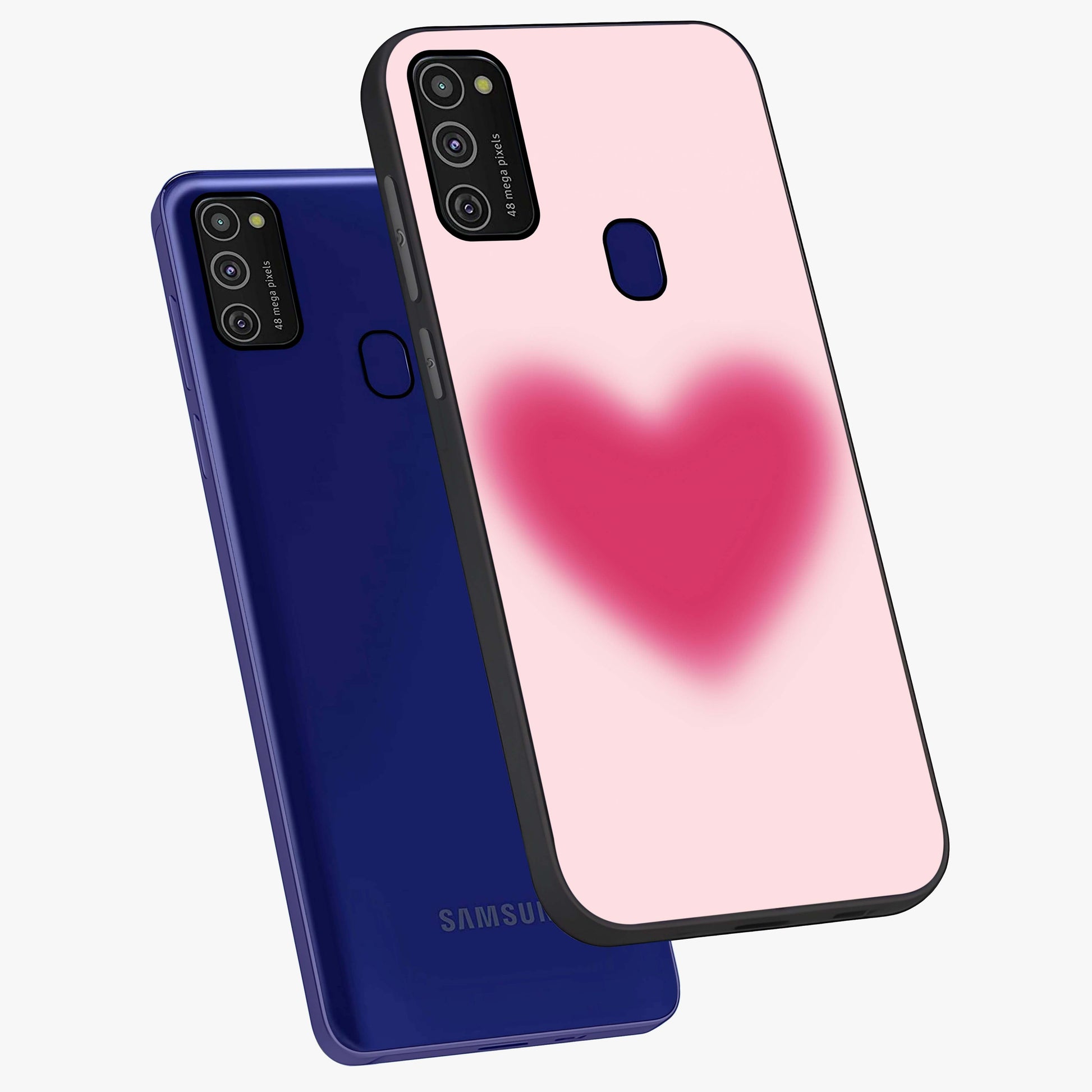 Pink Aura Heart Glass Case displayed in angled mockup highlighting vibrant pink heart design with dreamy aura aesthetic.