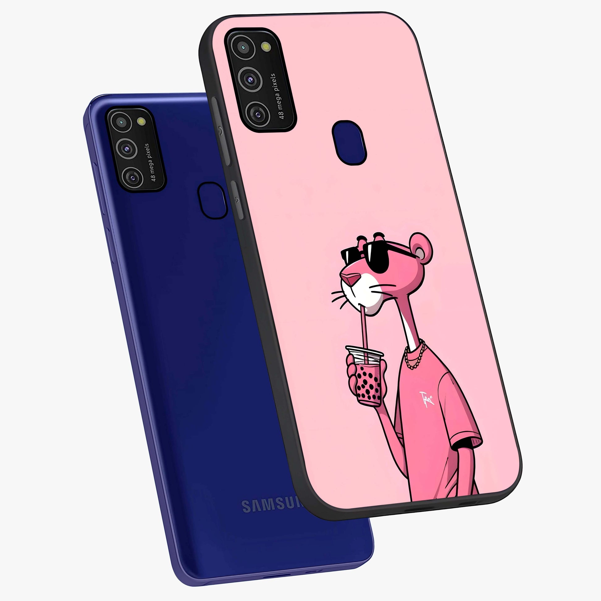Pink Panther Glass Case displayed in angled mockup highlighting playful cartoon character design with vibrant pink aesthetic.