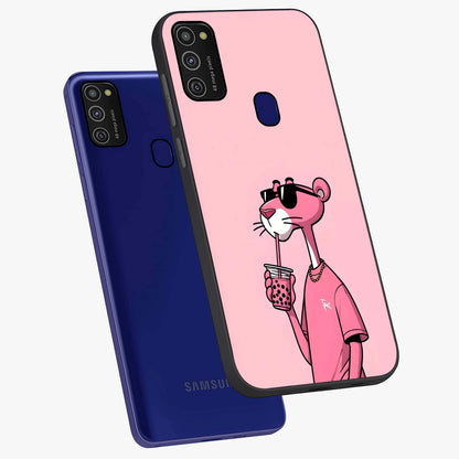 Pink Panther Glass Case displayed in angled mockup highlighting playful cartoon character design with vibrant pink aesthetic.