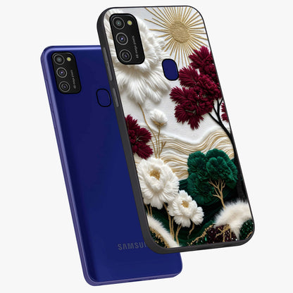 Radiant Bloom Elegance Glass Case displayed in angled mockup highlighting graceful floral design with radiant aesthetic style.