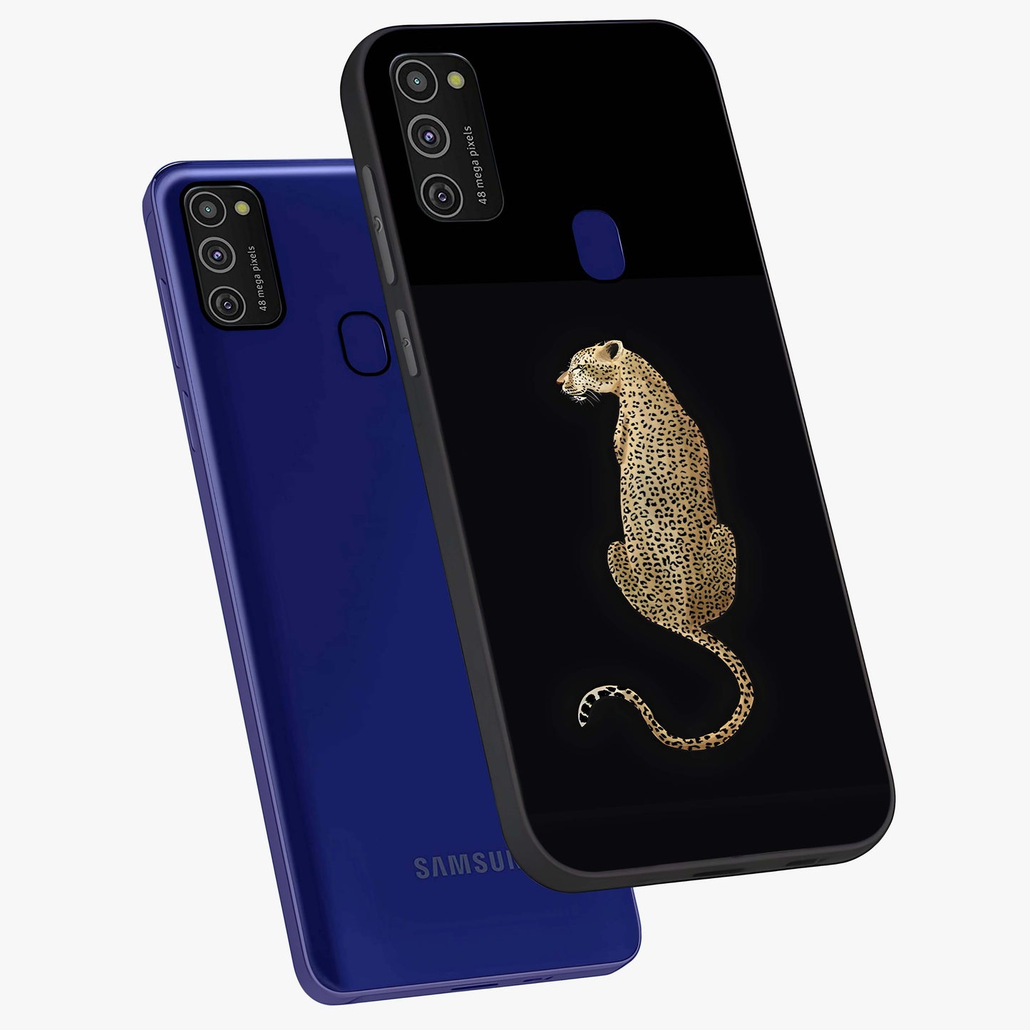 Regal Leopard Glass Case displayed in angled mockup highlighting powerful animal illustration with stylish wild aesthetic.