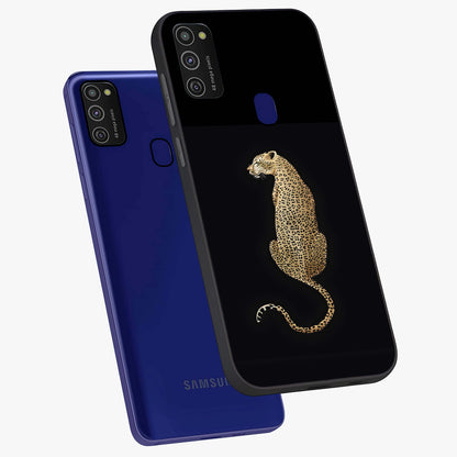Regal Leopard Glass Case displayed in angled mockup highlighting powerful animal illustration with stylish wild aesthetic.