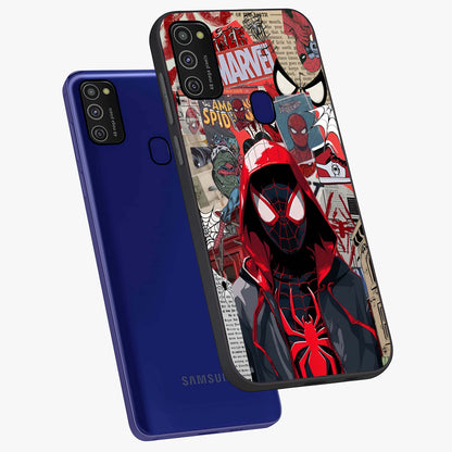Spider Collage Street Glass Case displayed in angled mockup highlighting dynamic street style collage design with comic aesthetic.