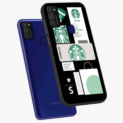Starbucks Mocha Glass Case displayed in angled mockup highlighting stylish mocha themed design with cozy café aesthetic.