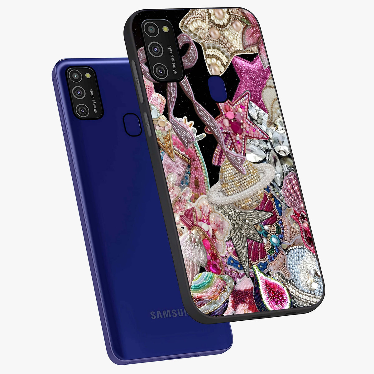 Starlit Jewel Dream Glass Case displayed in angled mockup highlighting glowing celestial jewel design with dreamy aesthetic.