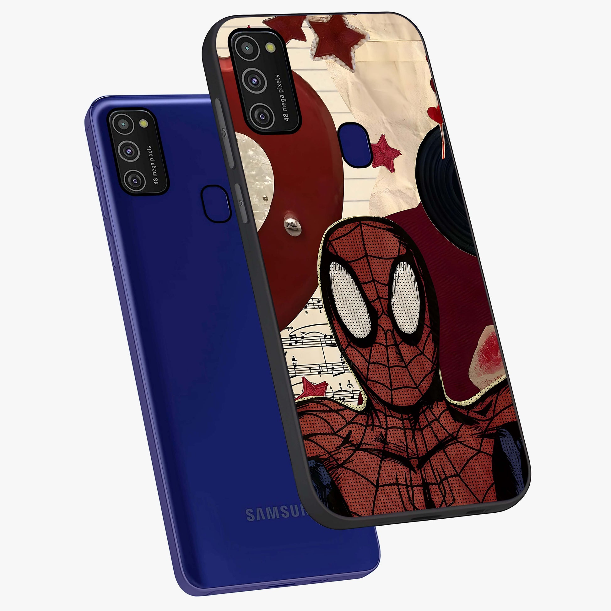 Web Warrior Vibes Glass Case displayed in angled mockup highlighting dynamic web design with comic style aesthetic.