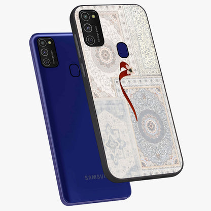White Aesthetic Bow Glass Case displayed in angled mockup highlighting clean bow design with soft aesthetic style.