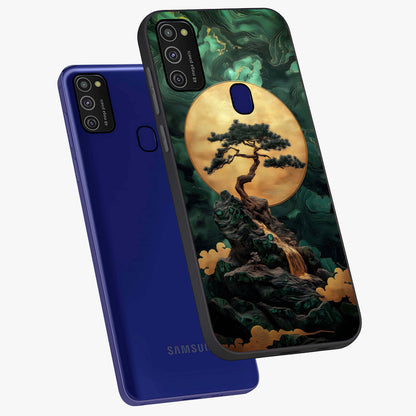 Zen Moon Rise Glass Case displayed in angled mockup highlighting peaceful lunar design with zen aesthetic style.