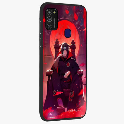 Blood Moon Sovereign Glass Case upright view showcasing powerful moon inspired artwork with cosmic aesthetic style.