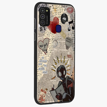 City Dream Sketch Glass Case upright view showcasing urban skyline artwork with stylish hand drawn design.