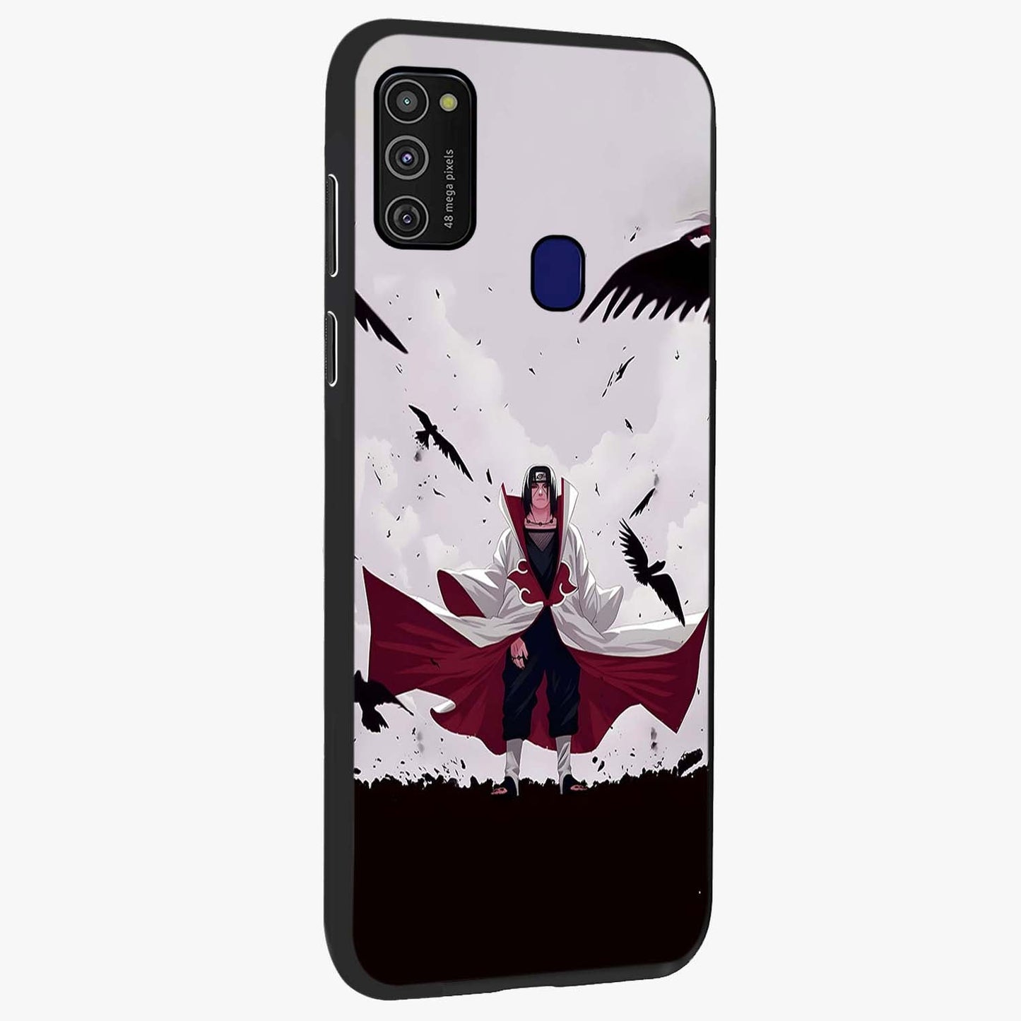 Crimson Crow Ascension Glass Case upright view showcasing dramatic crow artwork with bold gothic theme.