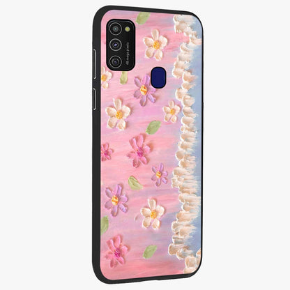Dreamy Painted Garden Glass Case upright view showcasing vibrant floral garden artwork with artistic nature theme.