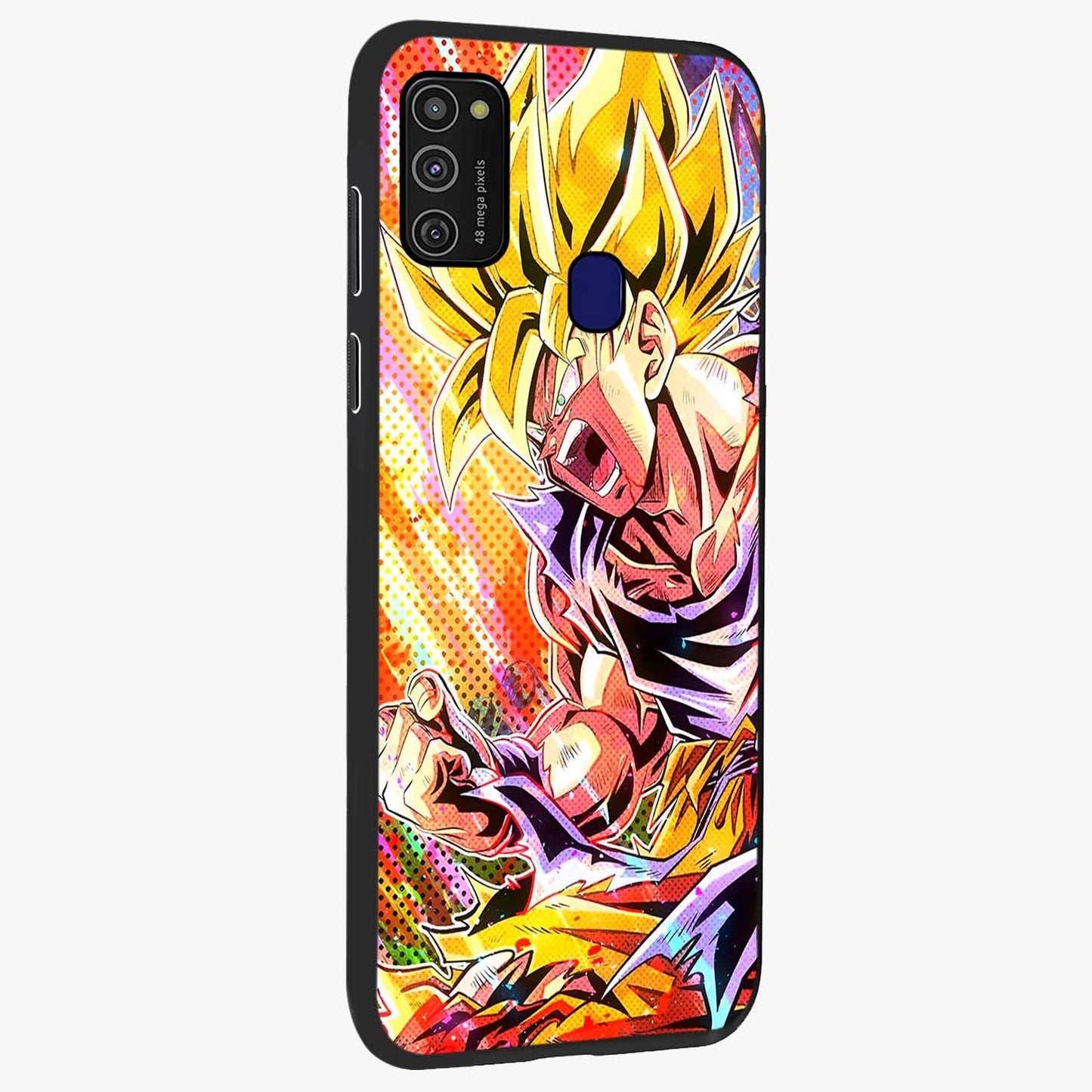 Firing Goku Glass Case upright view showcasing energetic anime artwork with bold warrior theme.