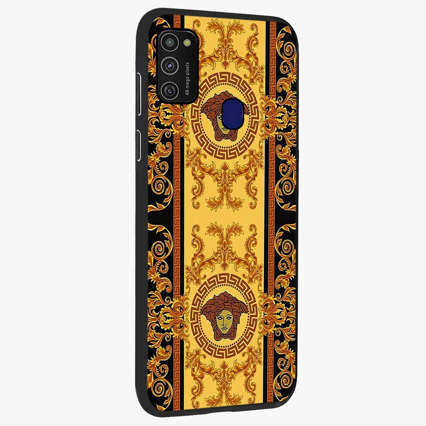 Golden Lotus Glow Glass Case upright view showcasing luminous lotus artwork with peaceful divine theme.