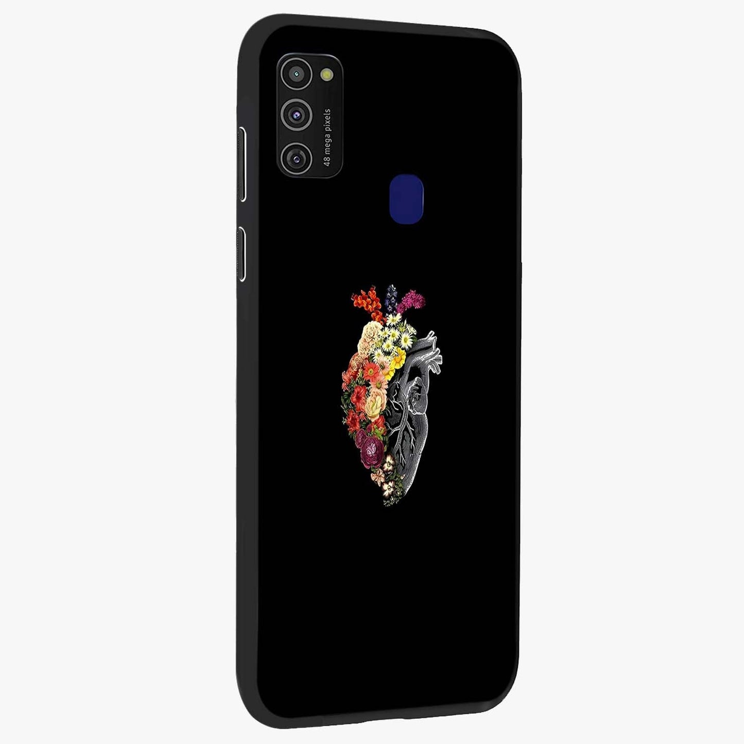 Heart With Flowers Glass Case upright view showcasing decorative heart and floral artwork with sweet romantic theme.