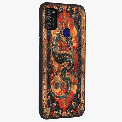 Inferno Dragon Soul Glass Case upright view showcasing intense dragon artwork with fantasy fire theme.