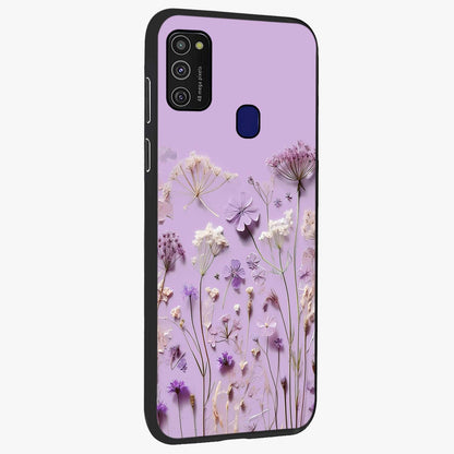 Lavender Blossom Dream Glass Case upright view showcasing delicate lavender blossom artwork with peaceful floral theme.