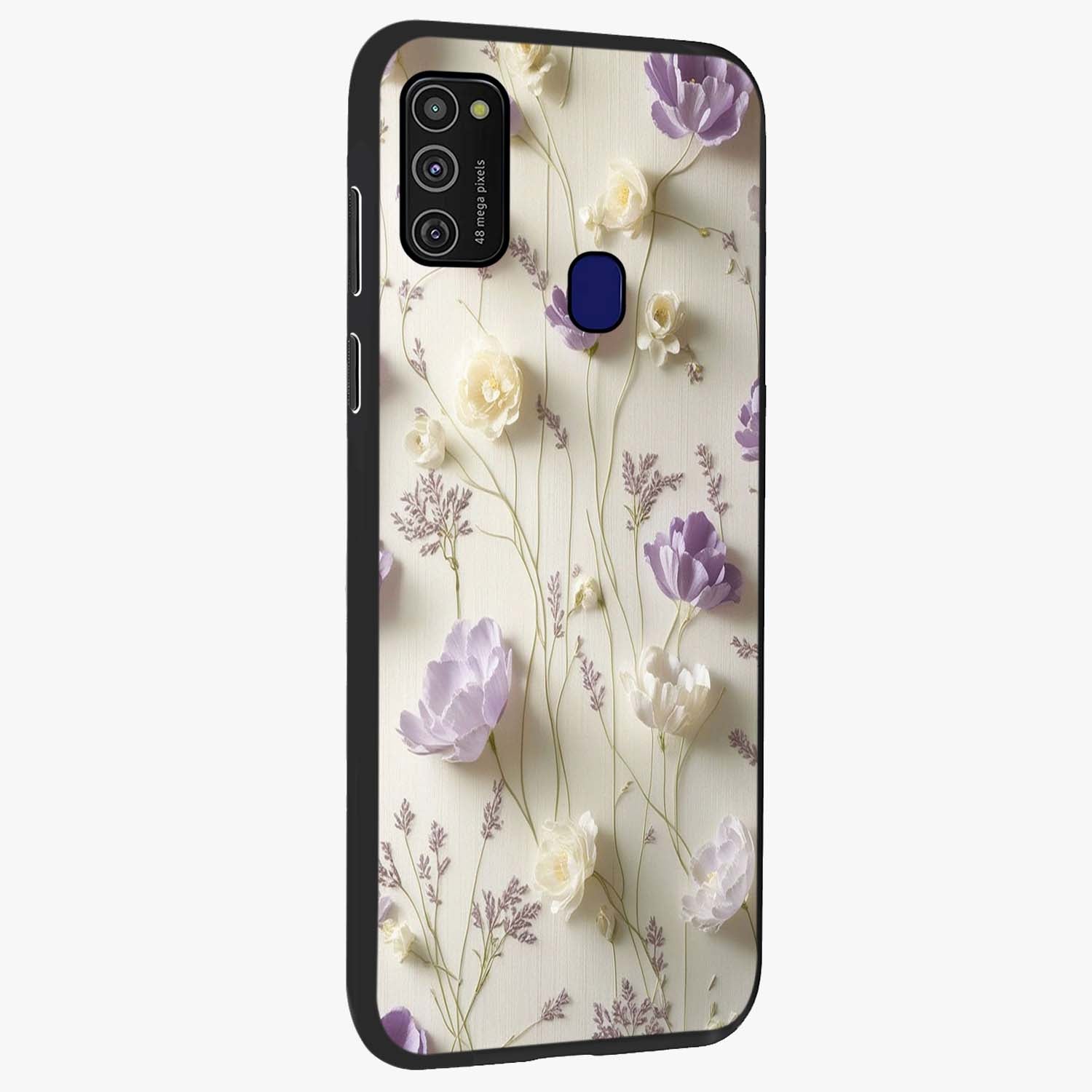 Lilac Breeze Harmony Glass Case upright view showcasing delicate lilac artwork with peaceful floral theme.