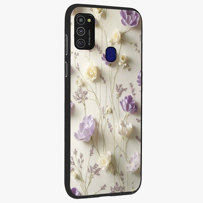 Lilac Breeze Harmony Glass Case upright view showcasing delicate lilac artwork with peaceful floral theme.